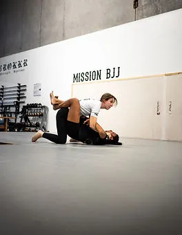 Two grapplers practising No Gi submission grappling at Mission BJJ